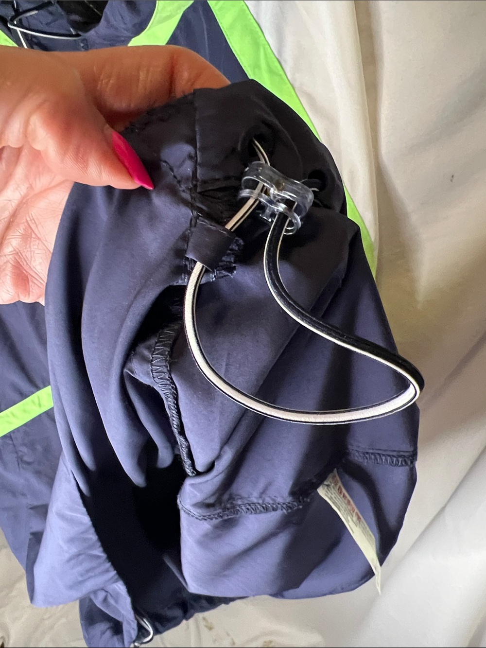 FP Movement Cares By The Wind block Logo in Navy and Lime Green Jacket. - Picture 12 of 13